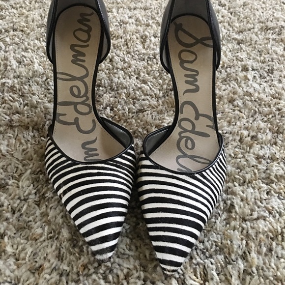Sam Edelman Shoes - Black and white Mohair pointy toe heels